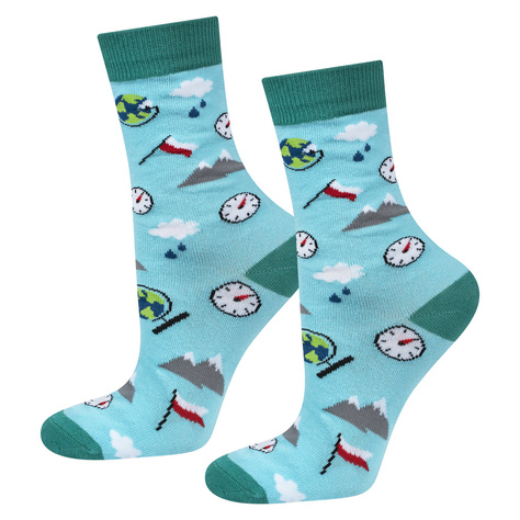 Bunte Set 2x Kinder Socken SOXO Geographie Mathe