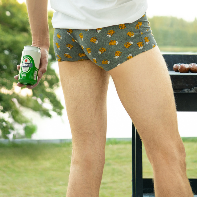 Boxershorts mit Bier-Motiv in Dose