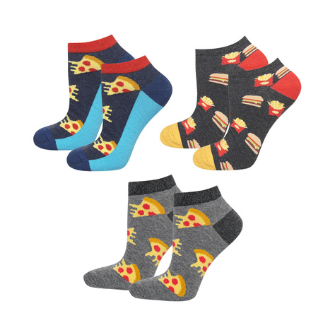 Set mit 3x bunten Kurze Herrensocken Fastfoodmotiv  | SOXO