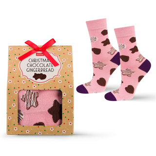 1 Paar von lustigen Socken mit Lebkuchenplätzchenmotiv in einzigartiger Verpackung | Damensocken | SOXO