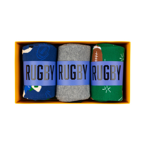 3 Paar von lustigen Socken mit Rugbymotiv in einzigartiger Verpackung | Herrensocken | SOXO