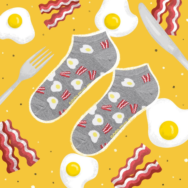  Set mit 3x lustigen Kurze Herrensocken Pizza + Bier + Ei mit Speck  | SOXO 