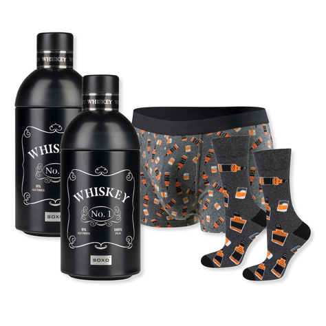 Set mit 1x Boxershorts + 1 Herrensocken mit Whiskymotiv | SOXO