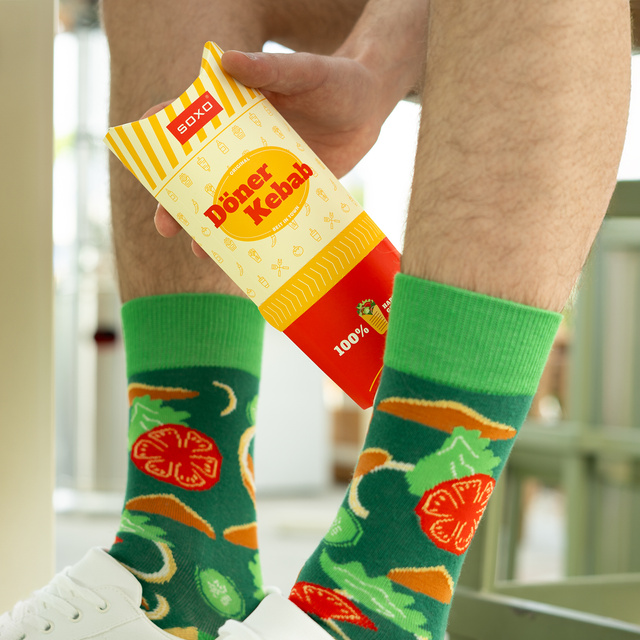 2 Paar von lustigen Socken mit Wrapmotiv in einzigartiger Verpackung | Herrensocken | SOXO