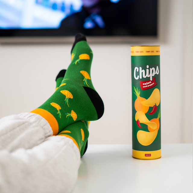  Socken mit Chips-Motiv 3er-Pack