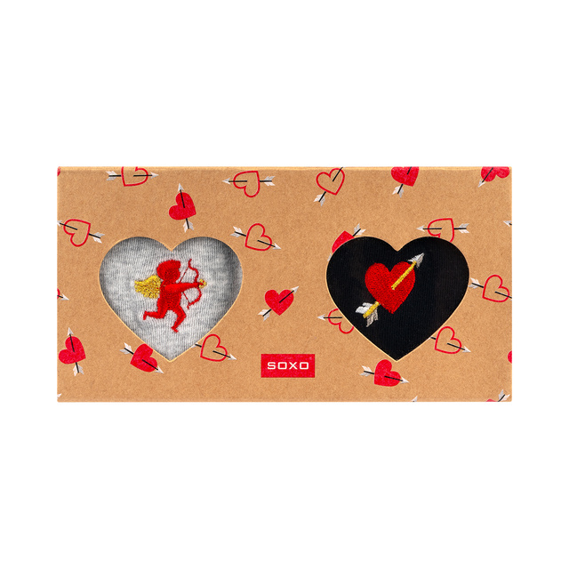 2 Paar von lustigen Socken für Valentinstag im einzigartiger Verpackung | Damen-/Herrensocken | SOXO
