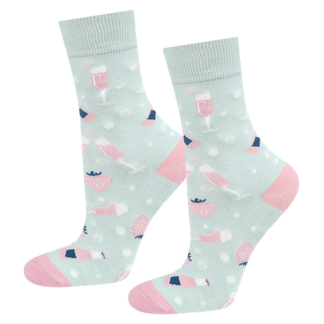 2 Paar von lustigen Socken mit Proseccomotiv in einzigartiger Verpackung | Damensocken | SOXO