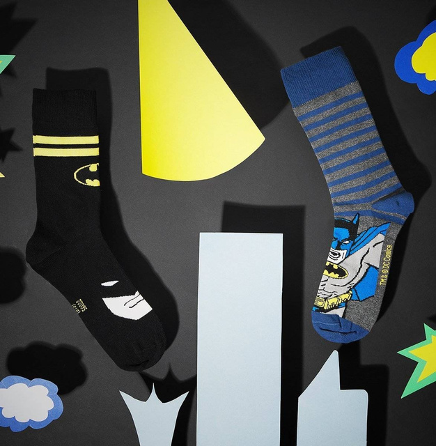 Set mit 3x lustigen Herrensocken Batman + Superman DC COMICS | SOXO