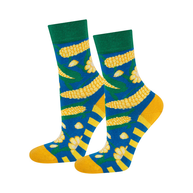 1 Paar von lustigen Socken mit Sweetcornsmotiv in einzigartiger Verpackung | Damensocken | SOXO